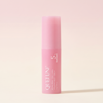 Korean PDRN Pink Collagen Volume Multi Balm by Quelune on a cream background
